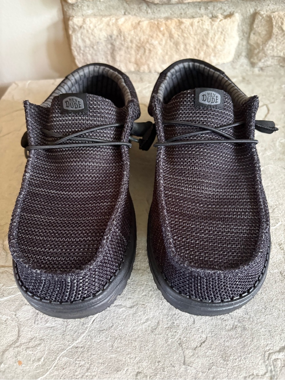 Hey Dude Men's Wally Knit Slip-On Shoes - Dark Charcoal Black